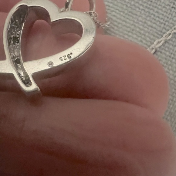 Vintage Genuine Natural Diamond Heart .925 Sterling Silver Necklace - Picture 5 of 6